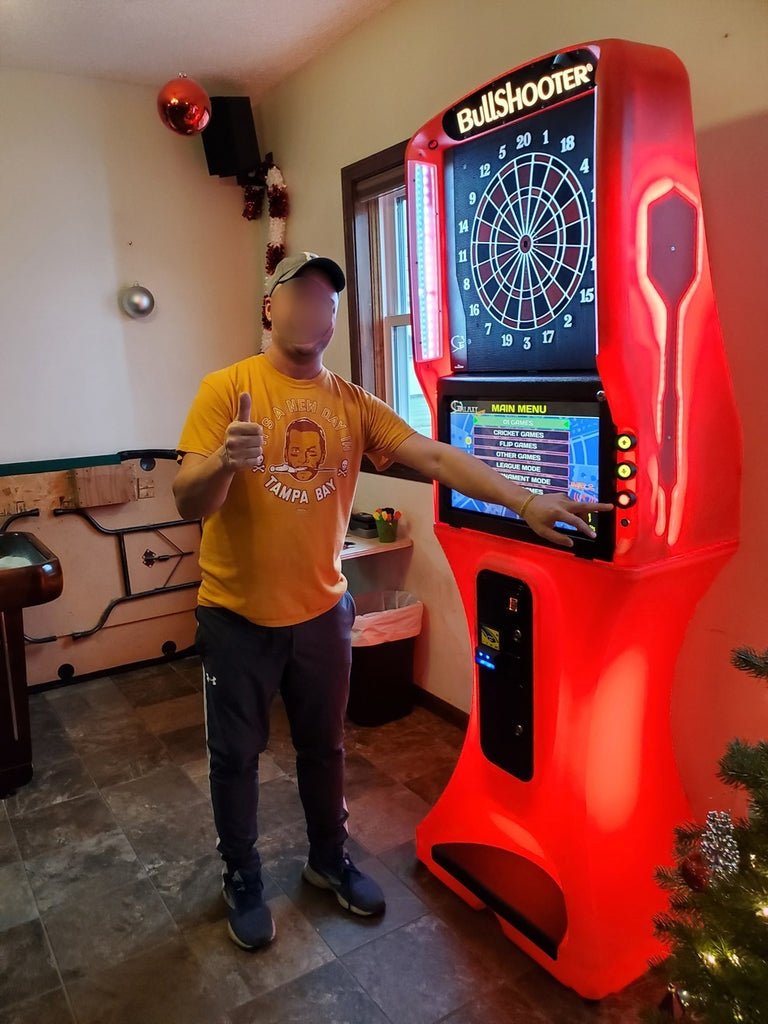 Arachnid Bullshooter Galaxy 3 Fire Dartboard Coin Operated in Red delivered and assembled in Florida, May 2023