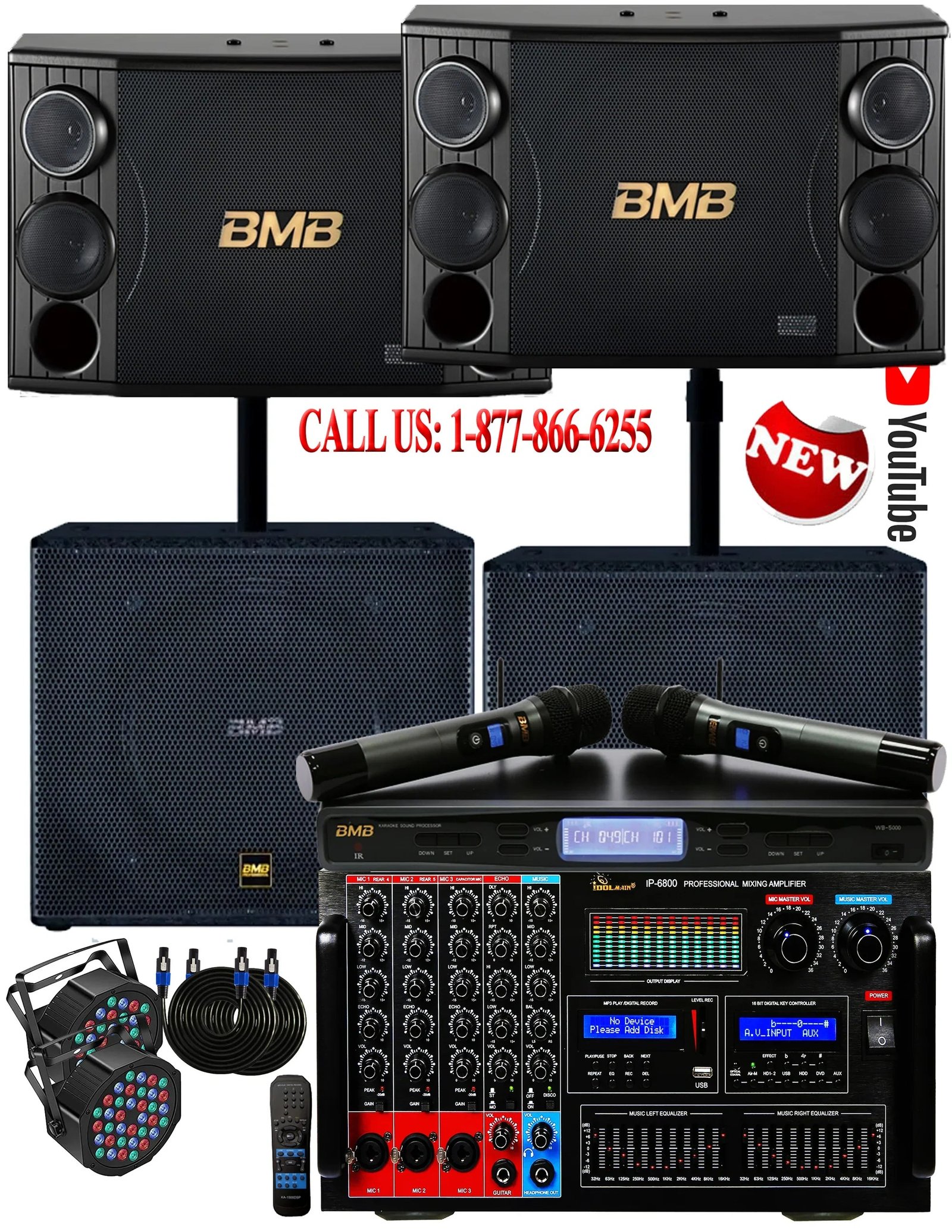karaoke10 KARAOKE SYSTEM 10 - BMB TOP SYSTEM 3-Way Vocal Speakers 6400 Watts - 2 BMB Subwoofers - Amplifier 8000 Watts - NEWEST MODEL: 2025 - Image 1