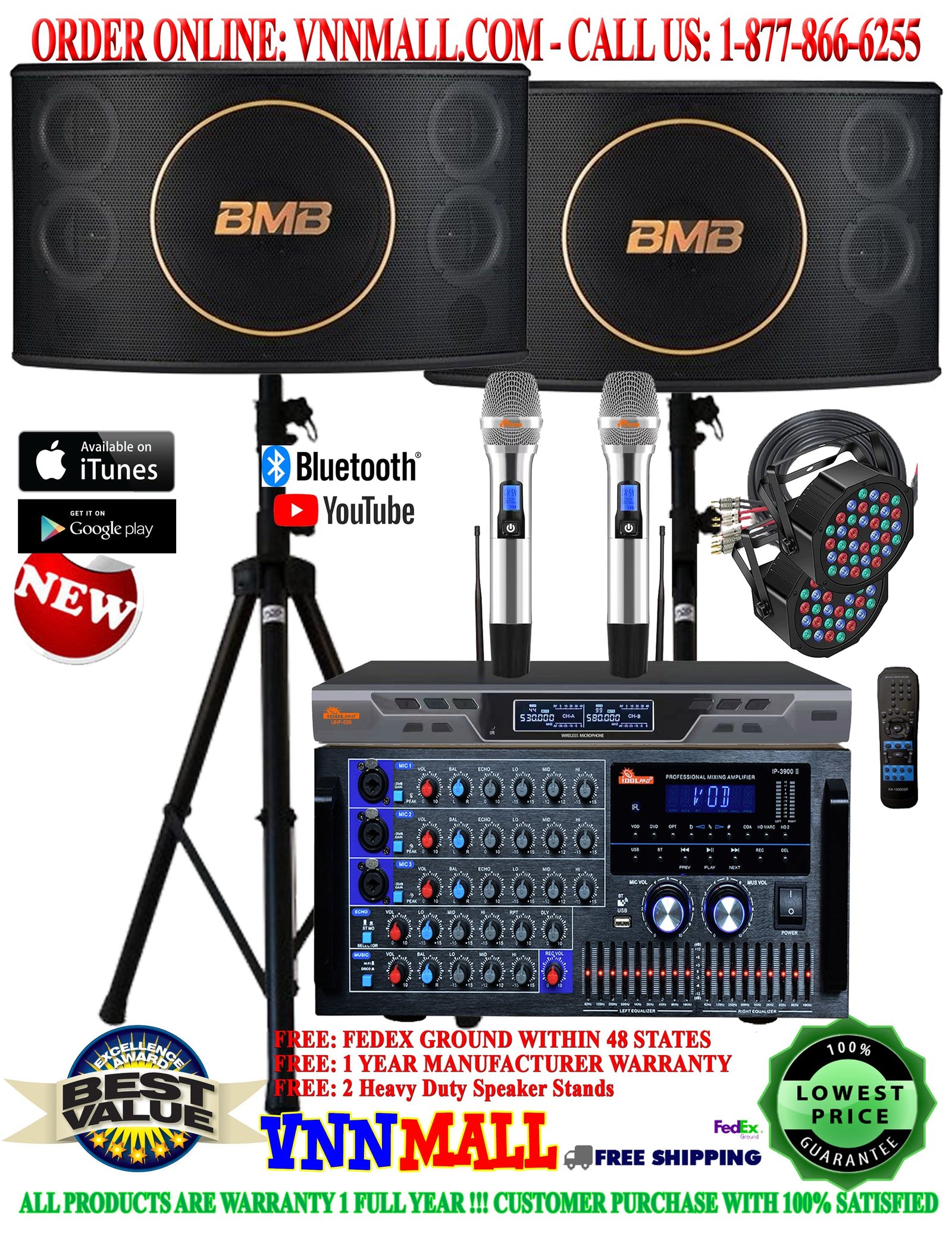 karaoke6 KARAOKE SYSTEM 6 - BMB Japan 3-Way 5 Speakers Karaoke System - 1800 Watts (Model 2026) - Image 1