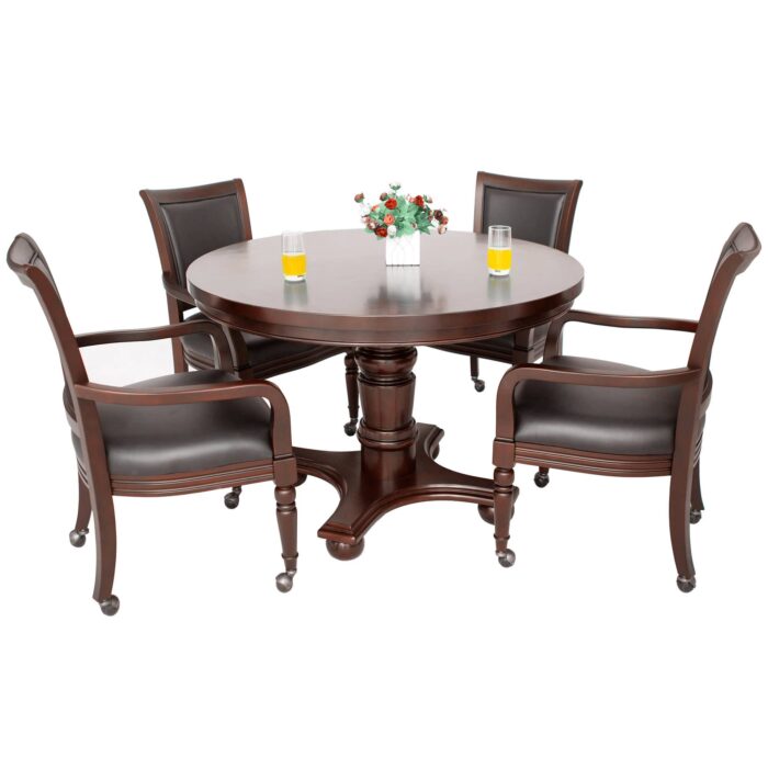 Hathaway Bridgeport 2-in-1 Poker Game Table with Four Chairs Set - Walnut Finish - Image 2