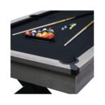 Large 84-Inch Rustic Gray Pool Table With Cues, Balls And X-Legs (SAK54361) - Image 9
