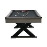 Large 84-Inch Rustic Gray Pool Table With Cues, Balls And X-Legs (SAK54361) - Image 6