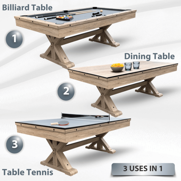 Freetime Fun The Rockford 7' Multi-Game Table in Rustic Oak with Grey Felt - Image 2