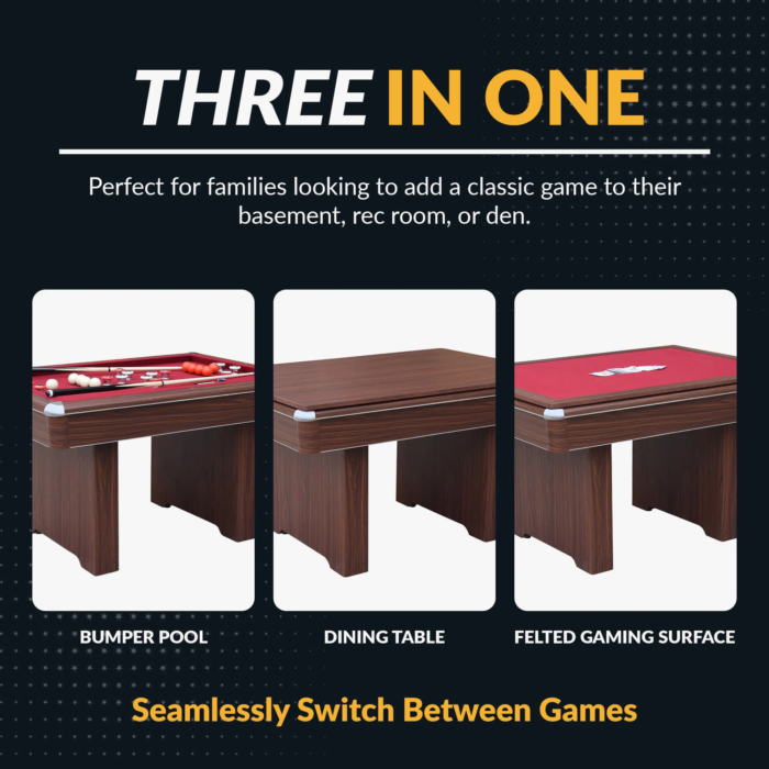 Carmelli Renegade II 54'' Bumper Pool Table - Walnut Finish with Red Felt - Image 4