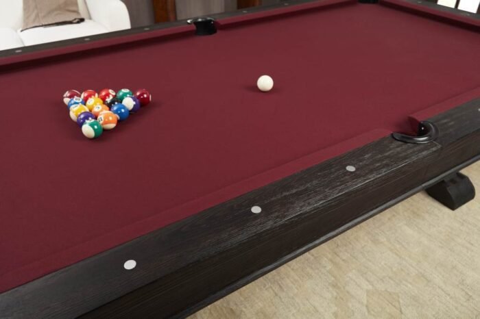 Playcraft Brazos River 8' Slate Pool Table w/ Leather Drop Pockets in Weathered Black - Image 10