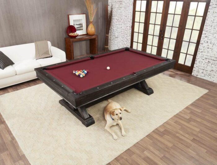 Playcraft Brazos River 8' Slate Pool Table w/ Leather Drop Pockets in Weathered Black - Image 3