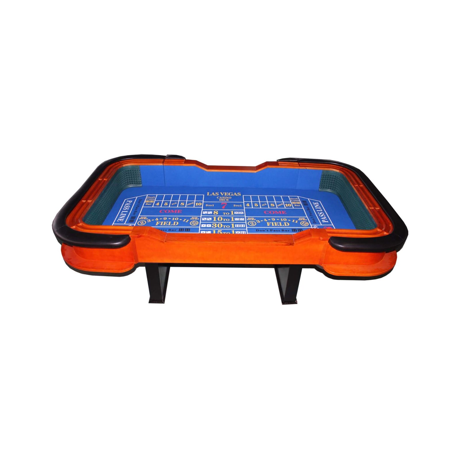 premium-8ft-deluxe-casino-craps-table-with-blue-felt-and-pyramid-bumper-sak91403-front-view Premium 8FT Deluxe Casino Craps Table With Blue Felt And Pyramid Bumper (SAK91403) - Image 1