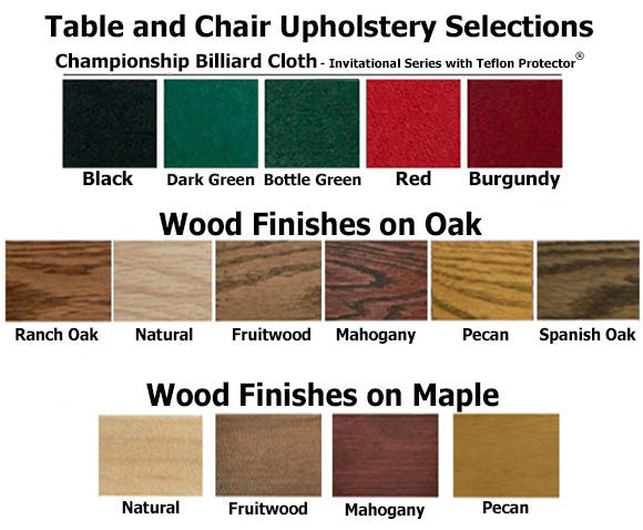 Kestell 10-Player Deluxe Folding Game Table: cloth colors, wood finishes, and top options.