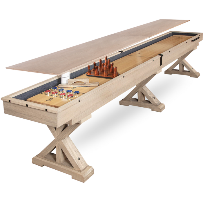 Freetime Fun The Rockford 2-Piece 12′ Upstairs/Downstairs Shuffleboard Table in Rustick Oak - Image 11