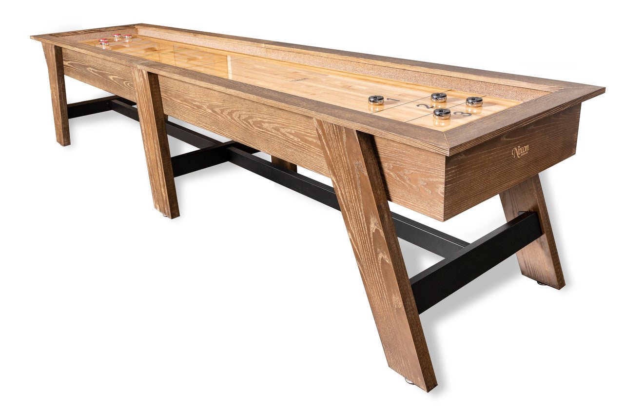 shuffleboard2-14__50075.1636745680.1280.1280__59774 Nixon Hunter 12' Shuffleboard Table in Brushed Walnut Wood Finish - Image 1