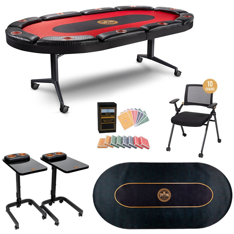 Complete home poker room setup UK with table chairs and chip sets