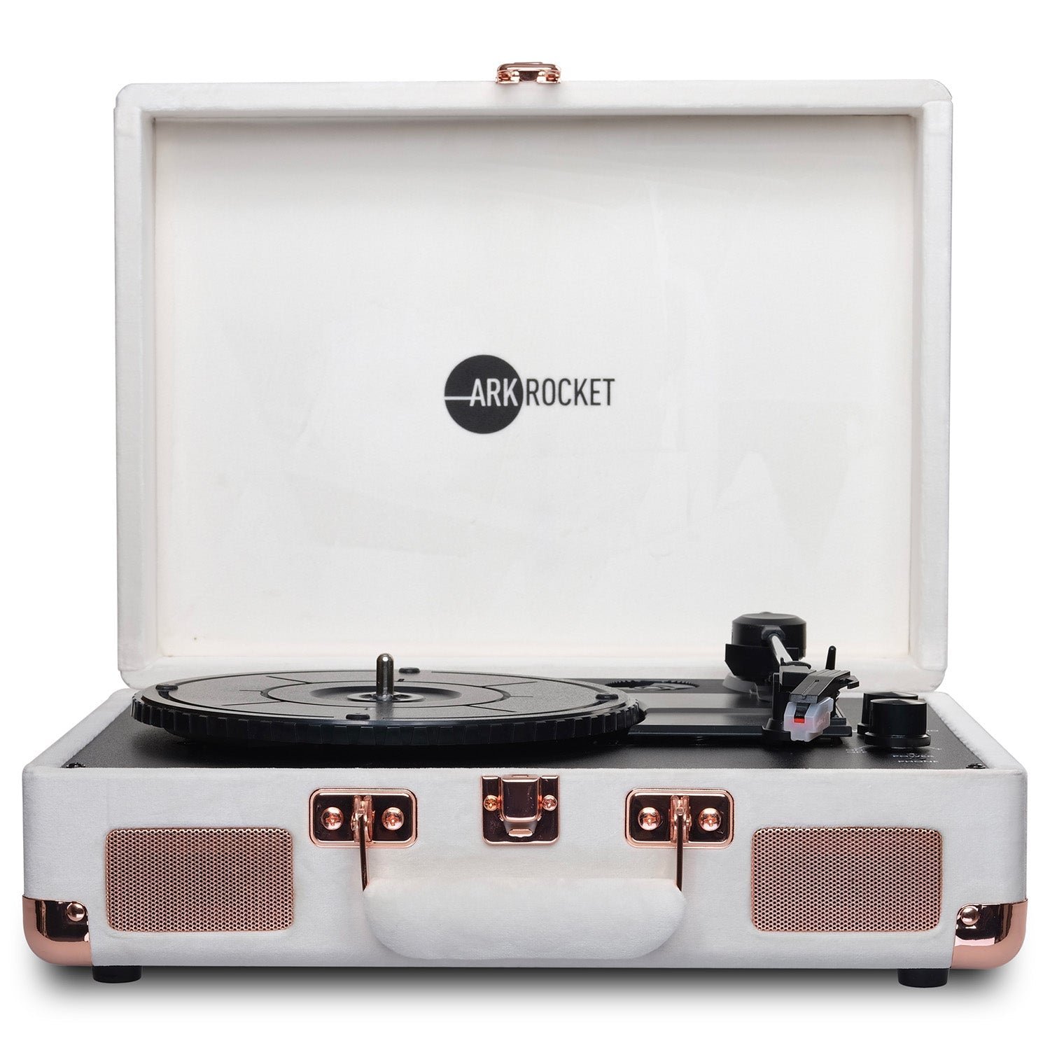 wix-15260d9930a7b5fe Curiosity III Suitcase Bluetooth Turntable — Cream Velvet - Image 1