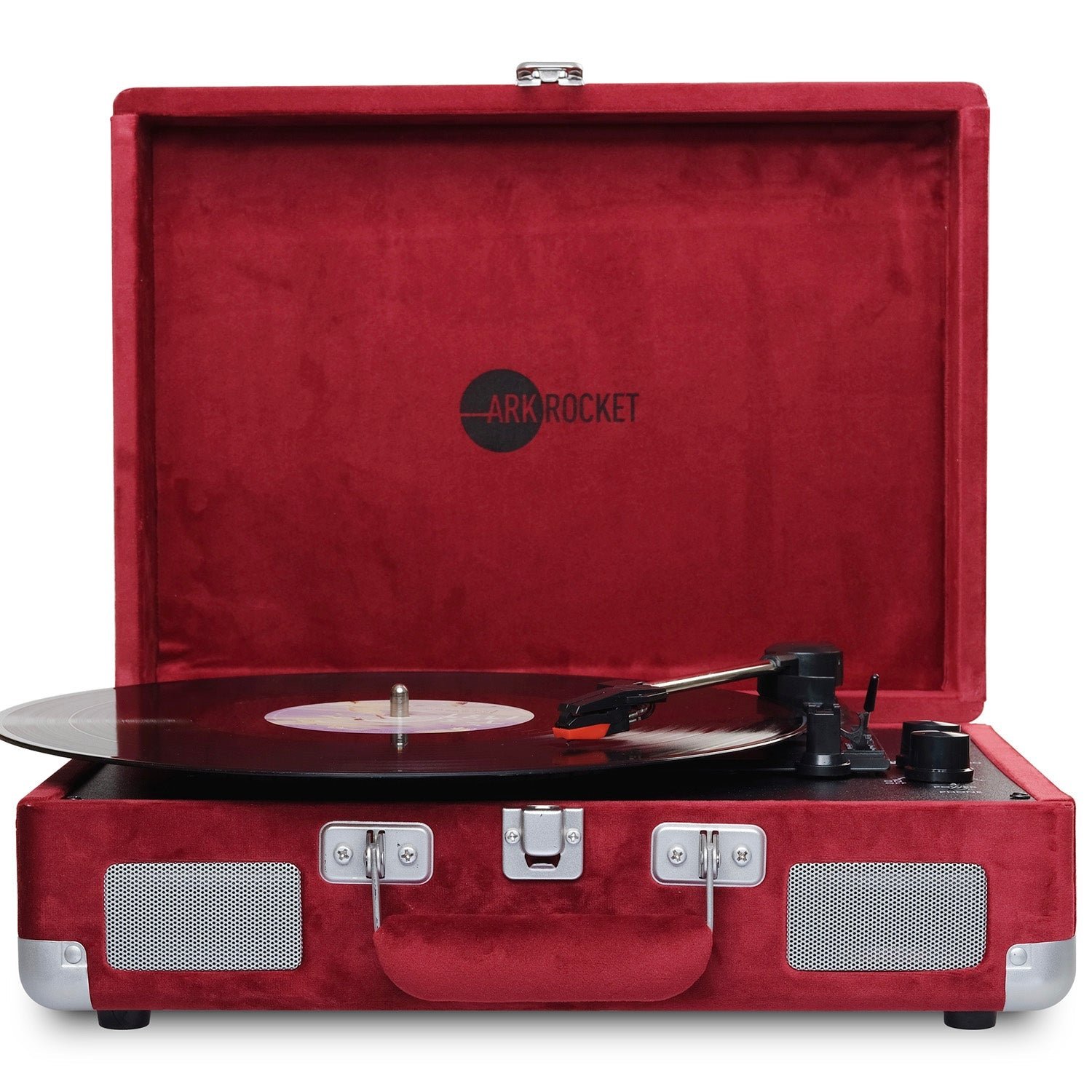 wix-19b3f1b932a28247 Curiosity III Suitcase Bluetooth Turntable — Burgundy Velvet - Image 1