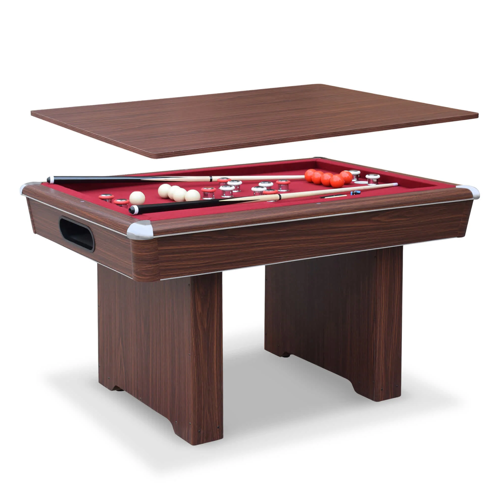 wnfn0edb5phtcddtielm Carmelli Renegade II 54'' Bumper Pool Table - Walnut Finish with Red Felt - Image 1